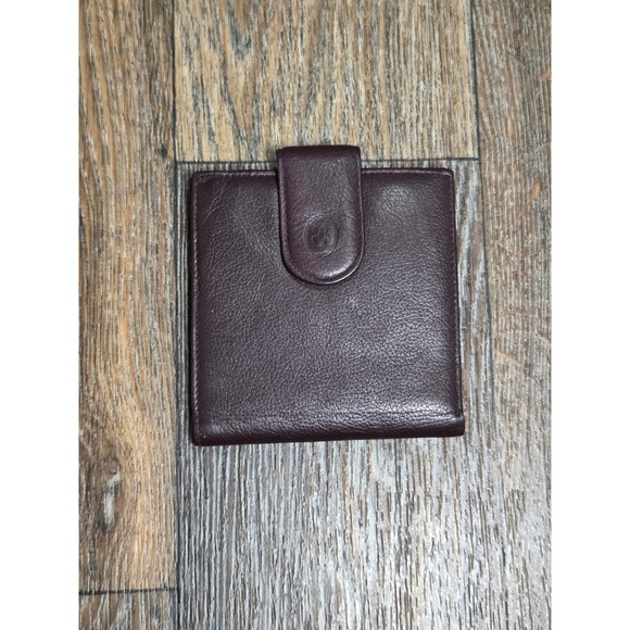 Buxton Handbags - Buxton Velvet Nappa Cowhide Leather Bifold Wallet Burgundy Snap Tab Coin Pocket